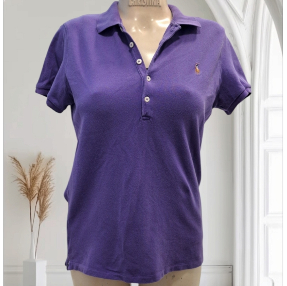 Ralph Lauren Purple Fitted Short Sleeve Polo Top 👕